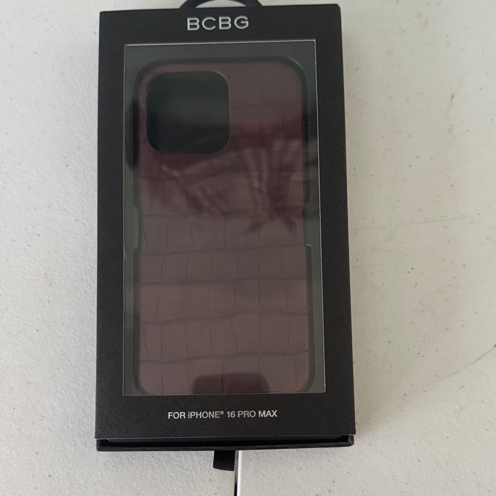 BCBG Burgundy Croc-Embossed Phone Case for iPhone 16 Pro Max